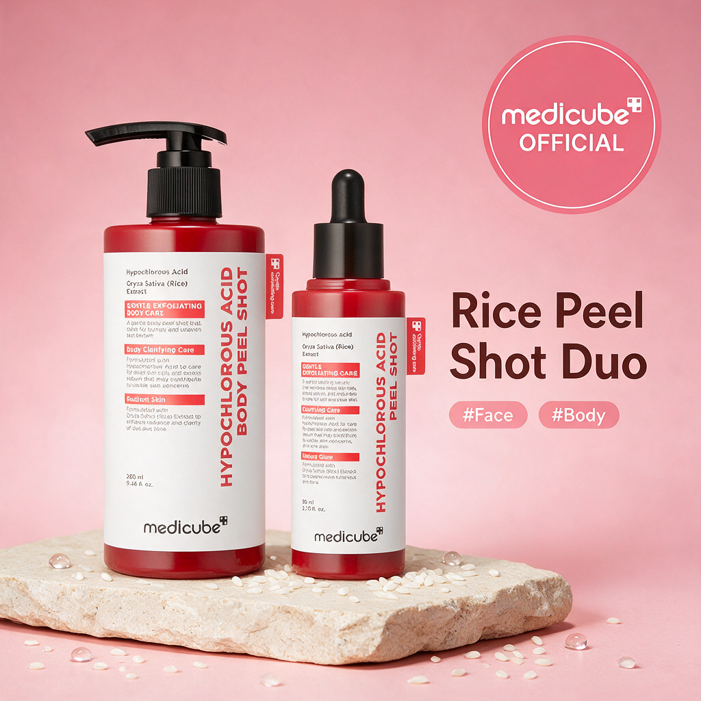 Rice Peel Shot Duo – Gentle Exfoliating Serum for Face & Body (Blackheads, Pores & Rough Skin)