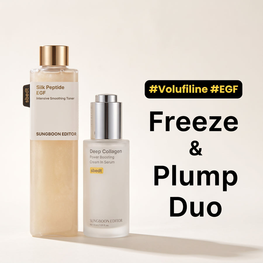 Freeze & Plump Duo – Silk Peptide EGF Toner + Deep Collagen Serum