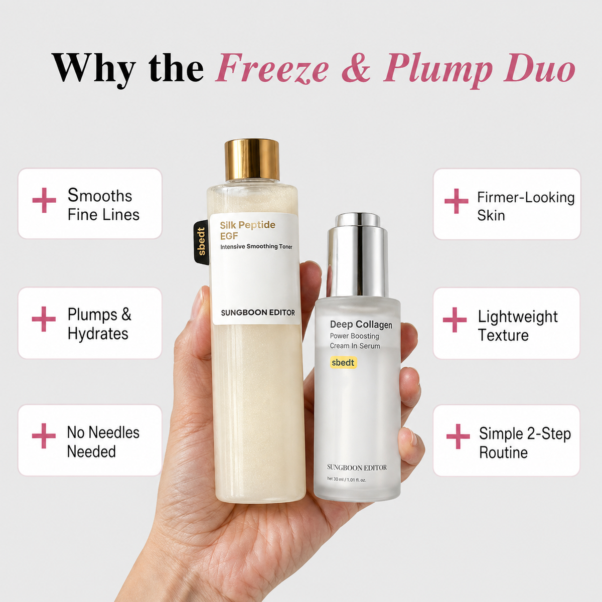 Freeze & Plump Duo – Silk Peptide EGF Toner + Deep Collagen Serum